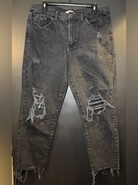 Women’s Distressed Black Mom Jeans